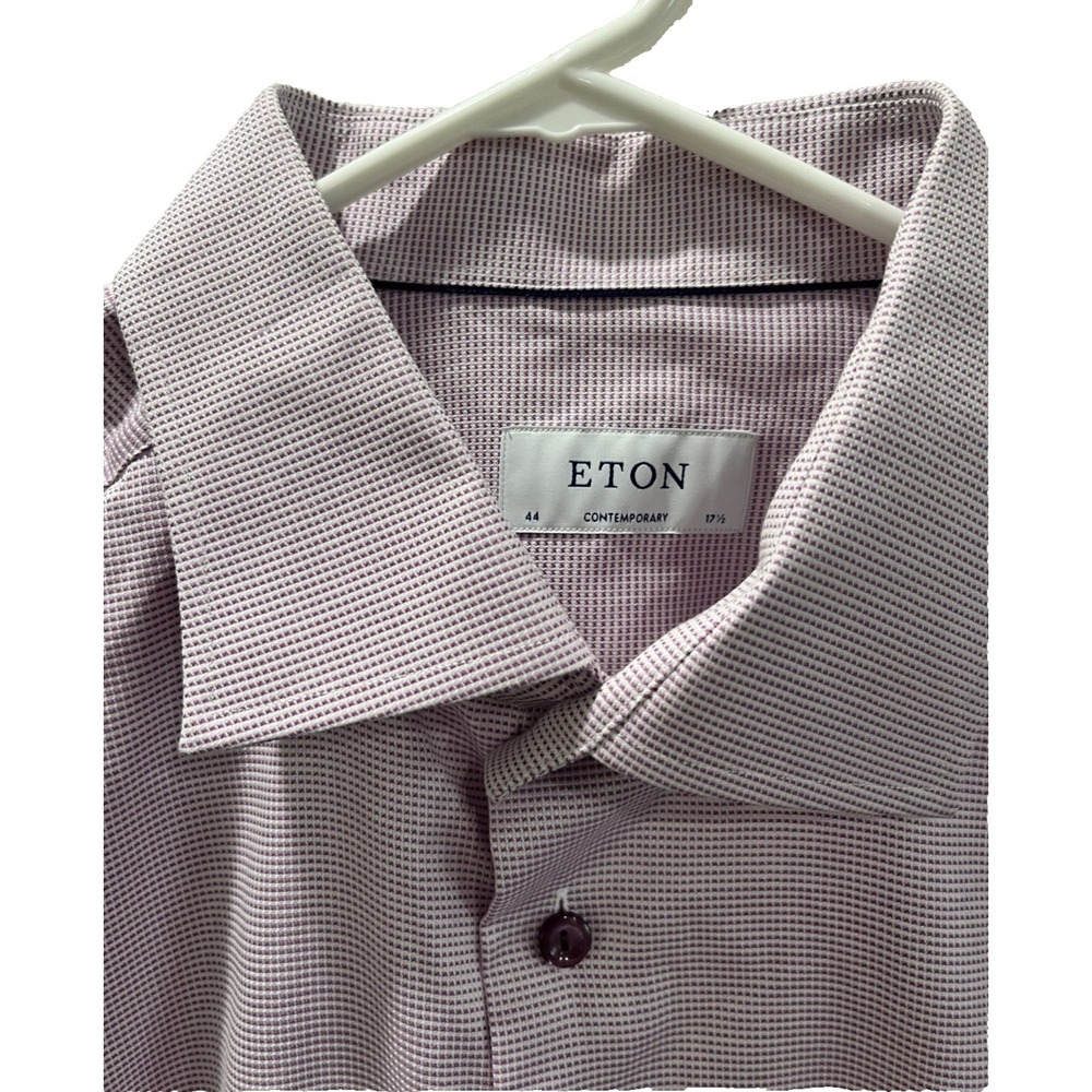 ETON Contemporary Fit Pink‎ Gingham Check Button Up Dress Shirt Men's Size 44